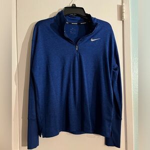 Nike quarter zip tech top, blue with gray flecks, large- Dri Fit fabric